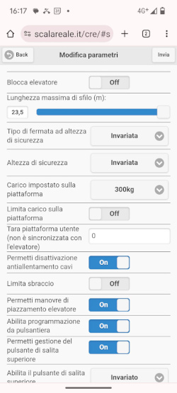 Modifica dei parametri